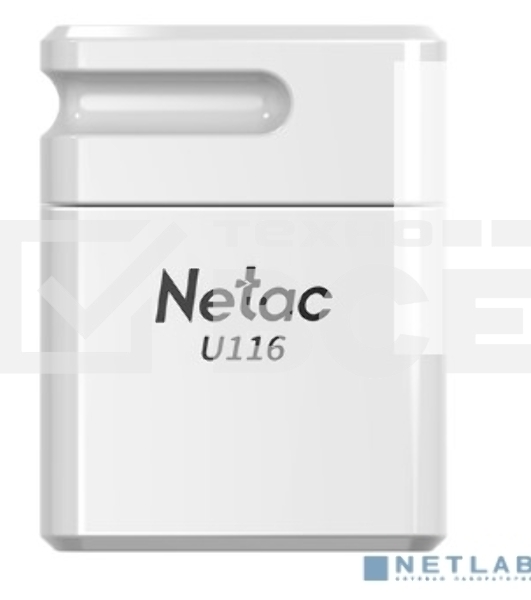 Флеш диск Netac U116 64Gb <NT03U116N-064G-20WH>, USB2.0, миниатюрная пластиковая белая