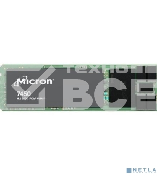 Накопитель SSD Micron 7450 PRO, 480GB, M.2(22x80mm), NVMe, PCIe 4.0 x4, 3D TLC, R/W 5000/700MB/s, IOPs 280 000/40 000, TBW 800, DWPD 1 (12 мес.)