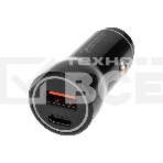 Автозарядка в прикуриватель АЗУ USB-A (QC 3.0)+USB-C (PD), 38Вт черный Rexant, фото 1