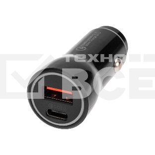 Автозарядка в прикуриватель АЗУ USB-A (QC 3.0)+USB-C (PD), 38Вт черный Rexant
