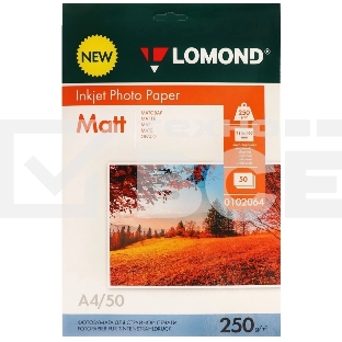 Фотобумага LOMOND  250 г/м2 А4 односторонняя   матовая  50 л.