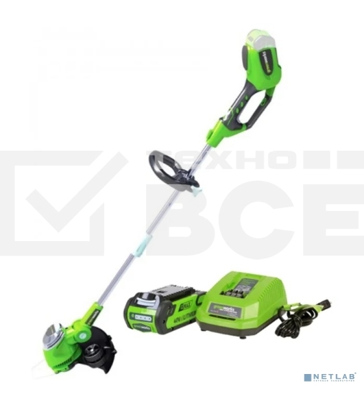 Триммер аккумуляторный GREENWORKS 2101507UA40В струнный (в компл.1 аккум 40В 2 А/ч +ЗУ)