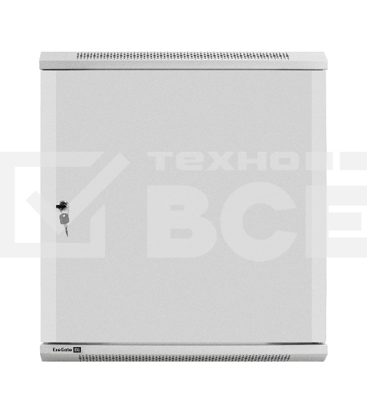 Шкаф телекоммуникационный 19' настенный 12U ExeGate EC-WM-12U.450.M.GREY (19”, 12U, 600x450x635 мм (ШхГхВ), передняя дверь металл, съемные боковые панели, пыле- и влагозащита IP23, светло-серый RAL 7035)