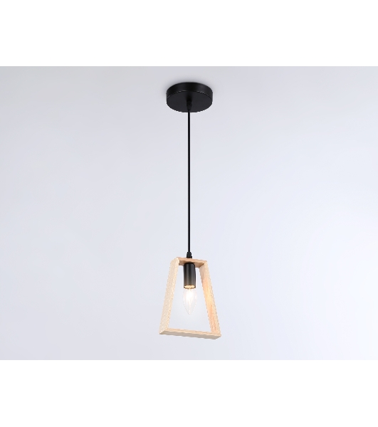 Светильник Ambrella light TR80497 BK/LW черный/светлое дерево E14 max 60W D150*1000