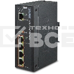IPOE-E174 индустриальный PoE экстендер IP30 Industrial 1-Port 60W Ultra POE to 4-Port 802.3af/at Gigabit POE Extender (-40 to 75 C), фото 1