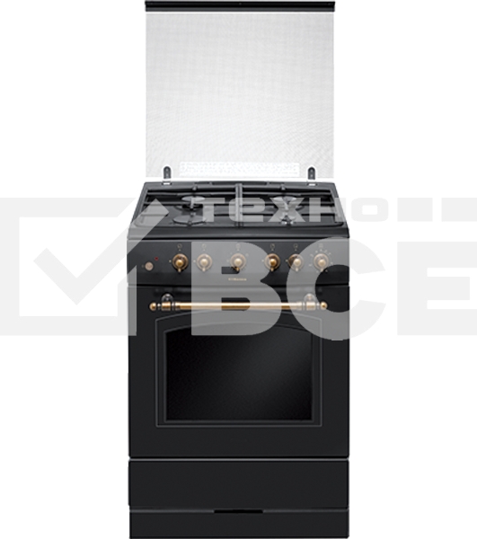 Плита газовая Hansa FCGA62109 черный, конфорок 4 шт, духовка 58 л, 60 см x 85 см x 60 см