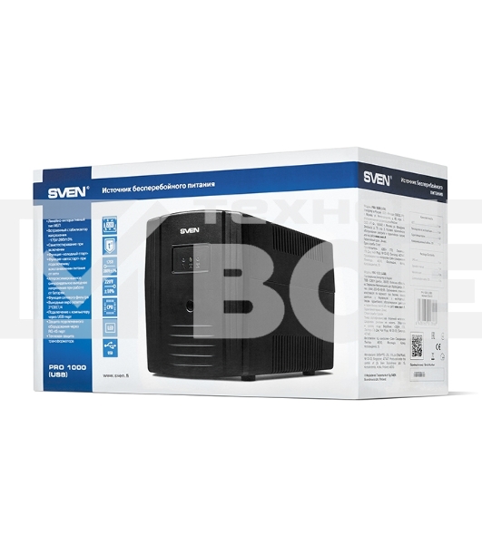 Источник бесперебойного питания SVEN Pro 1000 1000VA/720W USB, RJ-45 (3 EURO) 