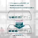 Коммутатор TP-Link 4-port 10/100Mbps Unmanaged PoE+ Switch with 2 10/100Mbps uplink ports, meta case, desktop mount, 4 802.3af/at compliant PoE+ port, 2 10/100Mbps uplink ports, DIP switches for Extend mode, Isolation mode and Priority mode, up to 250m Po, фото3