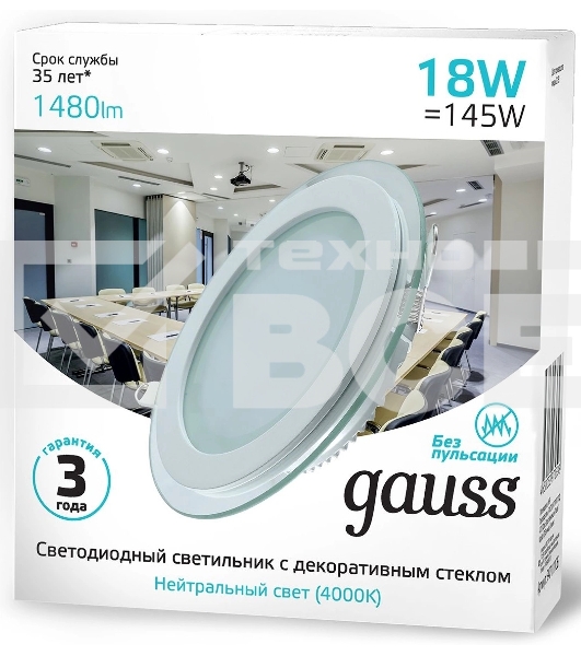 Светильник Gauss 947111218 18Вт 4000K цв.св.:белый нейтральный белый
