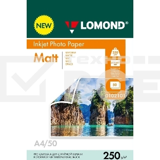 Фотобумага LOMOND  250 г/м2 А4 двухсторонняя   матовая  50 л.