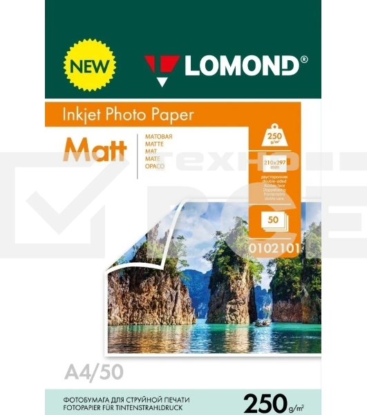 Фотобумага LOMOND  250 г/м2 А4 двухсторонняя   матовая  50 л.