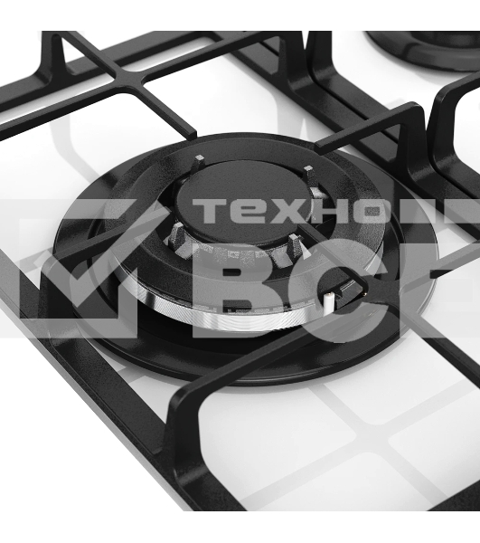 Варочная поверхность Monsher MGG 43 Blanc, газ, High-Tech, 45 см, автоматический электроподжиг, газ-контроль, форсунки под сжиженый газ, SABAF конфорки, чугунные решетки, белый