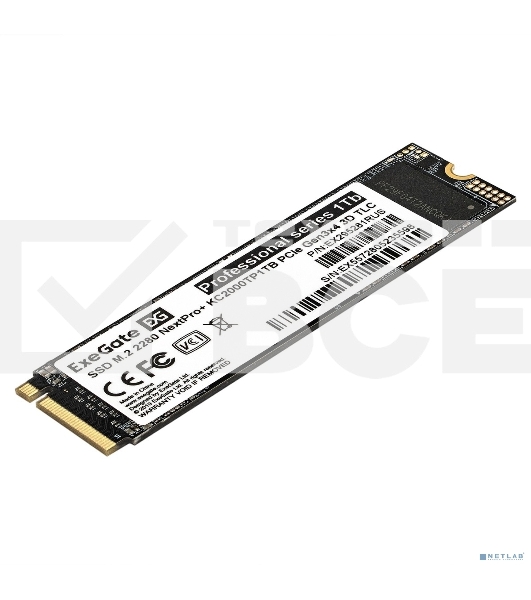 Накопитель SSD EXEGATE NEXTPRO+ KC2000TP1TB, 1Tb, PCIe 3.0 x4, M.2 2280, NVMe, R/W 1800/1400