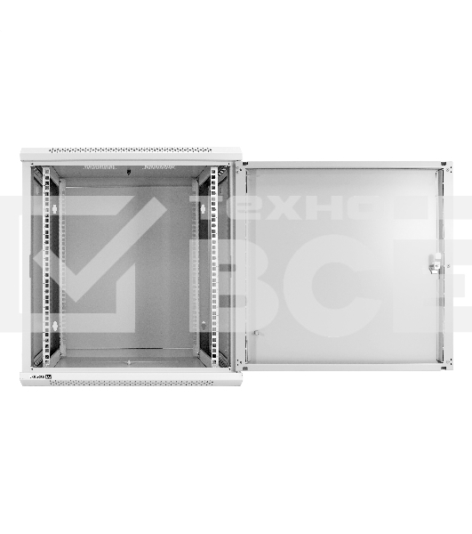 Шкаф телекоммуникационный 19' настенный 12U ExeGate EC-WM-12U.450.M.GREY (19”, 12U, 600x450x635 мм (ШхГхВ), передняя дверь металл, съемные боковые панели, пыле- и влагозащита IP23, светло-серый RAL 7035)
