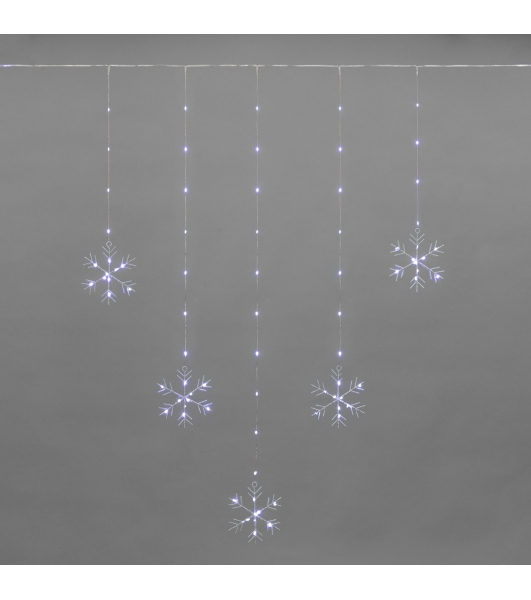 Гирлянда Neon-night светодиодный занавес из росы с фигурами снежинок IP20 USB + пульт управления бел.