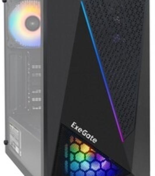 Компьютерный корпус Miditower ExeGate EVO-8225-NPX700 (ATX, БП 700NPX с вент. 12см, 2хUSB+1хUSB 3.0, черный, 2 вент. с RGb подсветкой и полоса на передней панели, боковая панель - закаленное стекло)