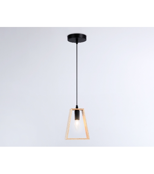 Светильник Ambrella light TR80497 BK/LW черный/светлое дерево E14 max 60W D150*1000