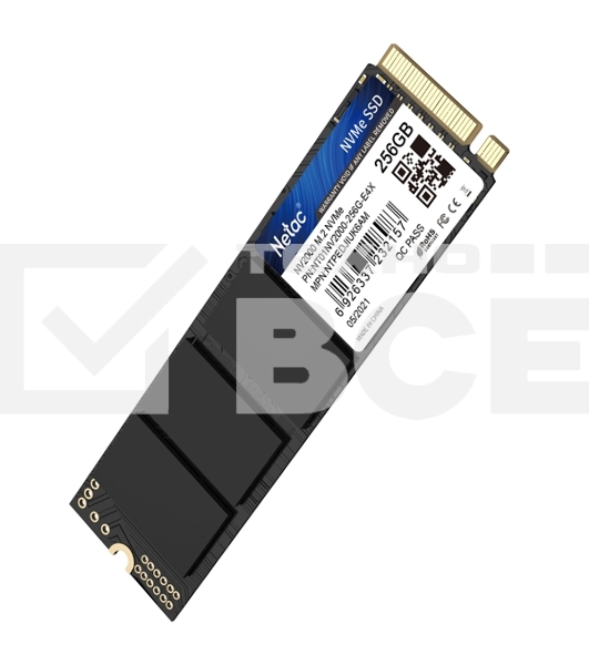 Накопитель SSD Netac NV2000, 256GB, PCIe 3.0 x4, M.2 2280, NVMe, R/W 2500/1000