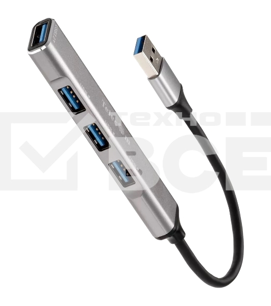 Переходник USB 3.0 -->USB3.0+3 USB2.0, Aluminum Shell, 0.2м Telecom <TA308U>