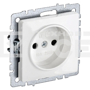 Розетка BRITE РС10-1-0-БрБ 10А без заземл. без защ. шторок бел. IEK BR-R10-10-K01