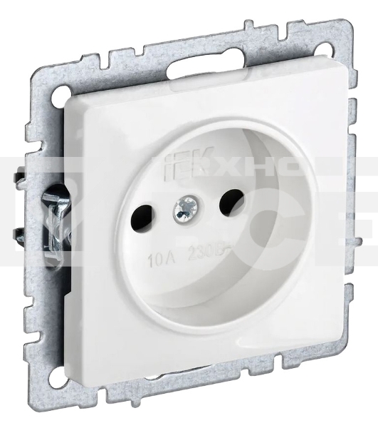 Розетка BRITE РС10-1-0-БрБ 10А без заземл. без защ. шторок бел. IEK BR-R10-10-K01