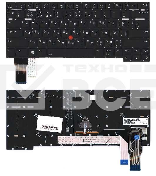 Клавиатура для ноутбука Lenovo ThinkPad T14s gen 2 черная с подсветкой