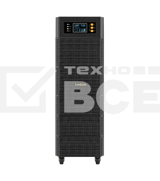 Источник бесперебойного питания On-line ExeGate PowerExpert TL-575-10kVA.192V.LCD.AVR.T.USB.RS232.SNMP <10000VA/10000W, On-Line, PF=1, LCD, клеммы, RS232, USB, SNMP-slot, встроенные батареи 12V 7.2Ah - 16шт, возможность подключения до 4 внешних батарейных