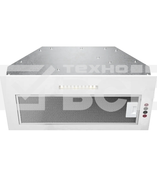 Вытяжка встраиваемая Kuppersberg INTOUCH 60 W, ширина 54 см, отвод/рециркуляция, 650 м3/час, 3 скорости, электронное сенсорное управление, светодиодное освещение 1х5 Вт, жироулавливающий фильтр, угольный фильтр KF-T (опция), 41 дБ, цвет: белый