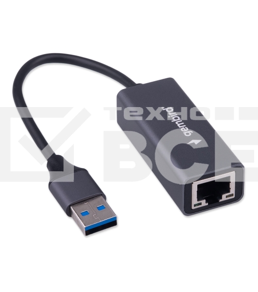 Сетевой адаптер Ethernet Gembird NIC-U9, USB 3.0 - Gigabit Ethernet adapter, алюминий, RTL8153
