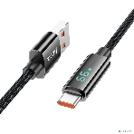 Кабель USB2.0 Hoco АM/Type-C, 5А, U125, с дисплеем, 1.2м, черный, коробка, фото6