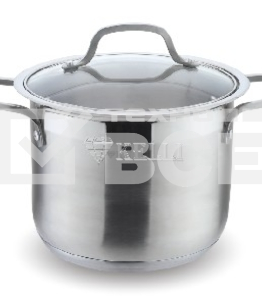 Кастрюля KELLI KL-4224 9,0 л КАСТРЮЛЯ Объем 9 л Высокачественная нержавеющая сталь 5-ти слойное капсульное дно Подходит для индукции Стеклянная жаропрочная крышка с паровыпуском диаметром 24 см Удобные термостойкие клепаные ручки Матовая внутри и снаружи 
