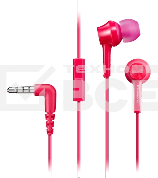 Наушники Panasonic RP-TCM115GCP внутриканальные 10-24000Гц 1.2м 3.5мм 98дБ микрофон розовые