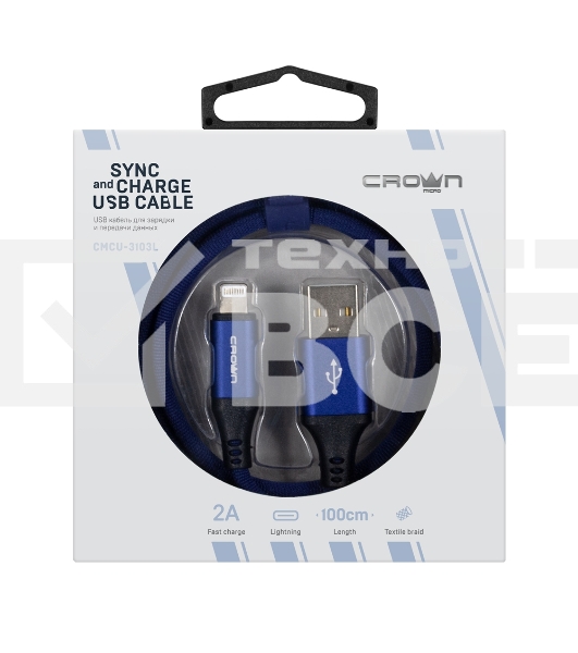 Кабель Crown USB - Lightning CMCU-3103L blue