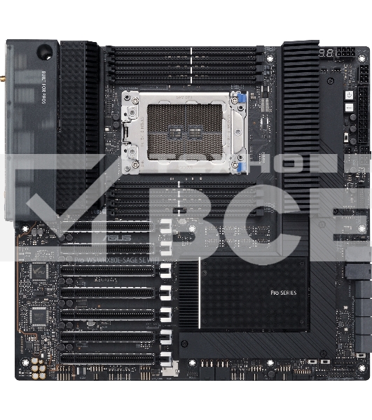 Материнская плата ASUS Pro WS WRX80E-SAGE SE WIFI, sWRX8, AMD WRX80, 8xDDR4, 8xSATA, 3xM.2, 7xPCI-E 4.0 x16, 2x 10Gb LAN, 8xUSB-A 3.2 Gen 2, 5x3.5 мм, 7.1, E-ATX