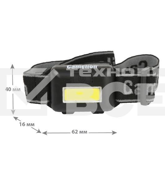 Фонарь налобный Camelion LED5355 черный 1Вт лам.:светодиод. AAAx3 (13748)