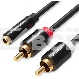Кабель Vention аудио Jack 3,5 mm F/2RCA M - 2м Чёрный