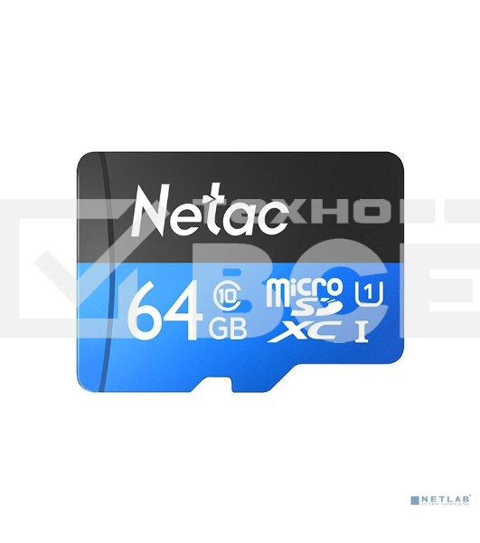 Флеш карта microSDHC 64GB Netac P500 <NT02P500STN-064G-R> (с SD адаптером) 80MB/s
