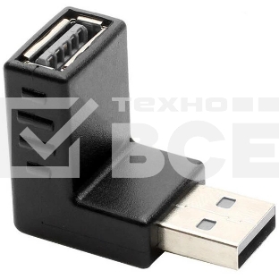 Переходник Greenconnect GCR-53494 USB 2.0 AM/AF, угловой, вниз