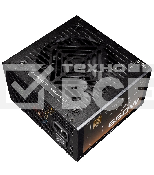 Блок питания Thermalright, 650W 80+ Gold (ATX, 3.1, Full modular, 1x24(20+4)pin, 2xCPU 8(4+4)pin, 2xPCIe*2 8(6+2)pin, 3xSATA3, 2xMOLEX4pin, Active, 120x120mm, 150x140x86mm, APFC, OVP, UVP, SCP, OCP, OTP, OPP, black)