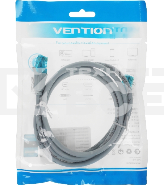 Патч-корд Vention прямой UTP cat.5е, RJ45 - 1,5м. Серый