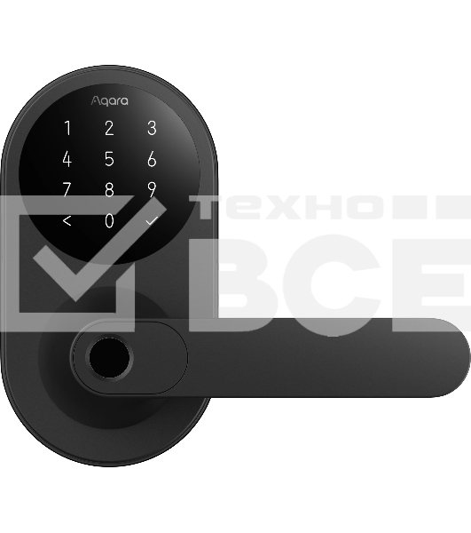 Умный замок Aqara Smart Door Lock U300 навесной разбл.отпеч.паль./код/пар/NFC/прил/мех.кл черный (DL-D02D BL)