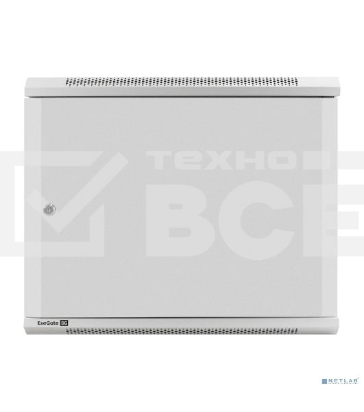 Шкаф телекоммуникационный 19' настенный 9U ExeGate EC-WM-9U.450.M.GREY (19', 9U, 600x450x500 мм (ШхГхВ), передняя дверь металл, съемные боковые панели, пыле- и влагозащита IP23, светло-серый RAL 7035)