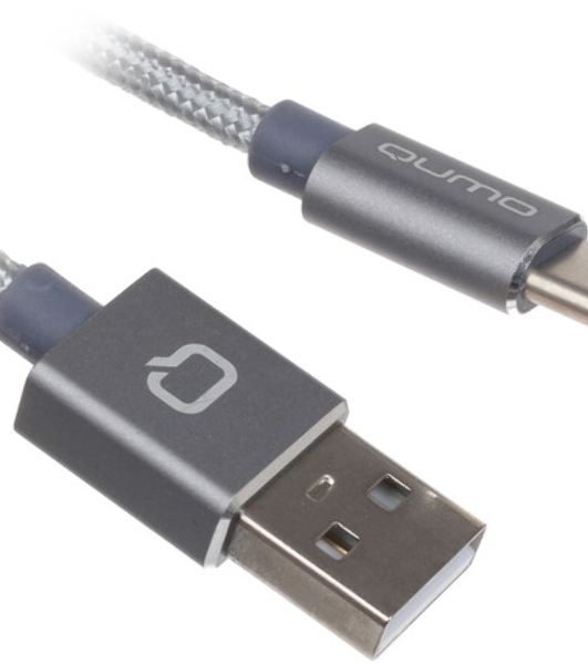 Кабель QUMO 32962 USB-A на Type-C, силиконовый, 1м, 3A, 18W (серый)