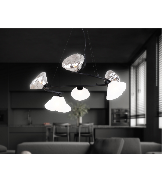Светильник Ambrella light LH15003/6 BK/FR/SM черный/белый матовый/дымчатый G9*6 max 40W D630*1150