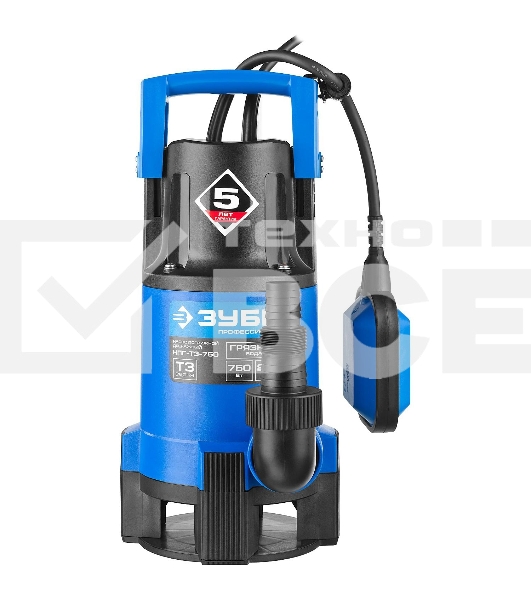 Насос ЗУБР НПГ-Т3-750 профессионал т3 погружной дренажный для грязной воды d частиц до 35мм 750Вт