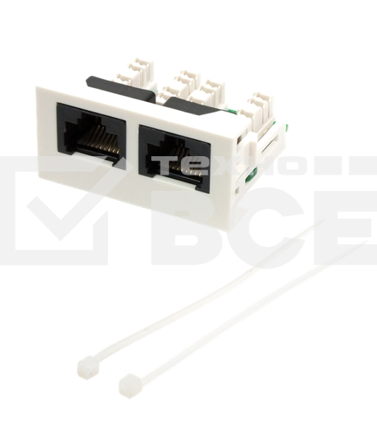 Вставка Mosaic 22.5x45 2xRJ45 Cat.5e, белая