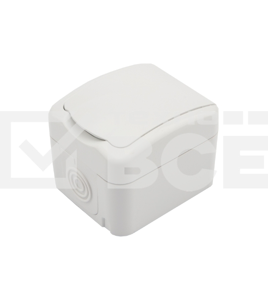 Розетка одноместная KRANZ Mini OG открытой установки с заземлением, IP54 белая