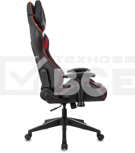 Кресло игровое Бюрократ VIKING 4 AERO RUS белый/синий/красный/черный, искусст. кожа/ткань, две подушки