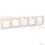 Рамка Schneider-electric MGU2.010.25 UNICA с декоративным элементом, 5-постовая, бежевая, фото 1