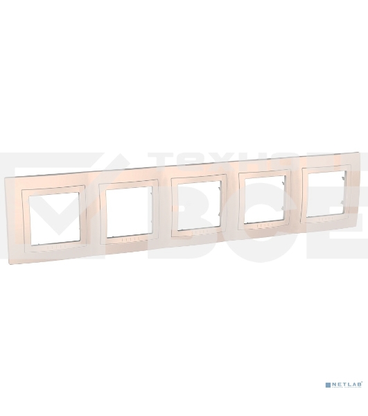 Рамка Schneider-electric MGU2.010.25 UNICA с декоративным элементом, 5-постовая, бежевая